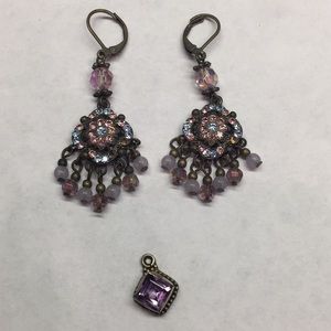 Earrings with necklace charm